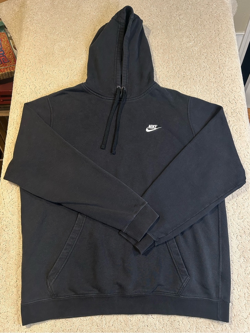 Nike Sportswear Club Fleece Hoodie Black Pullover Embroidered Swoosh Men’s XL